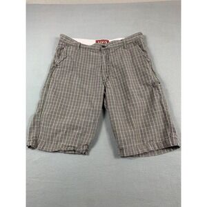 Levis Ramp Flat Front Shorts Mens W36 Gray Green Plaid Cotton Casual Summer